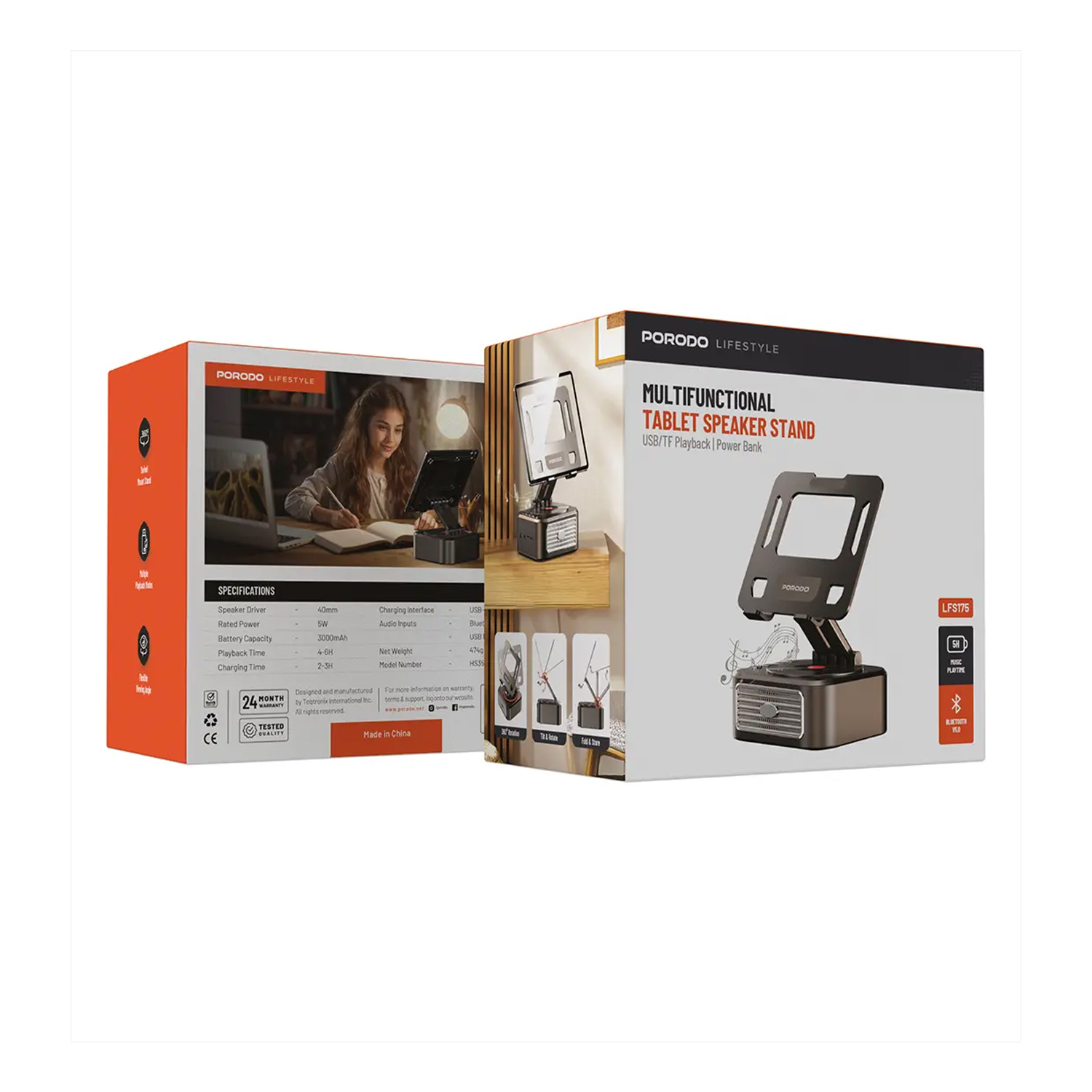 Porodo Lifestyle Multifunctional Tablet Speaker Stand - Black — image 6