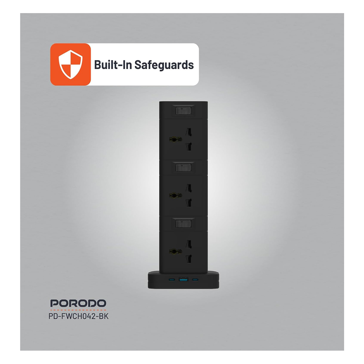 Porodo 12AC Power Hub, USB C PD & QC 3.0 Ports — image 4