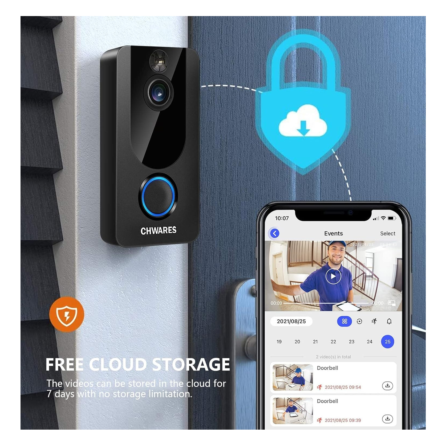 WiFi Door Viewer W3, 1080P, Rechargeable Battery, Two Way AU — image 2