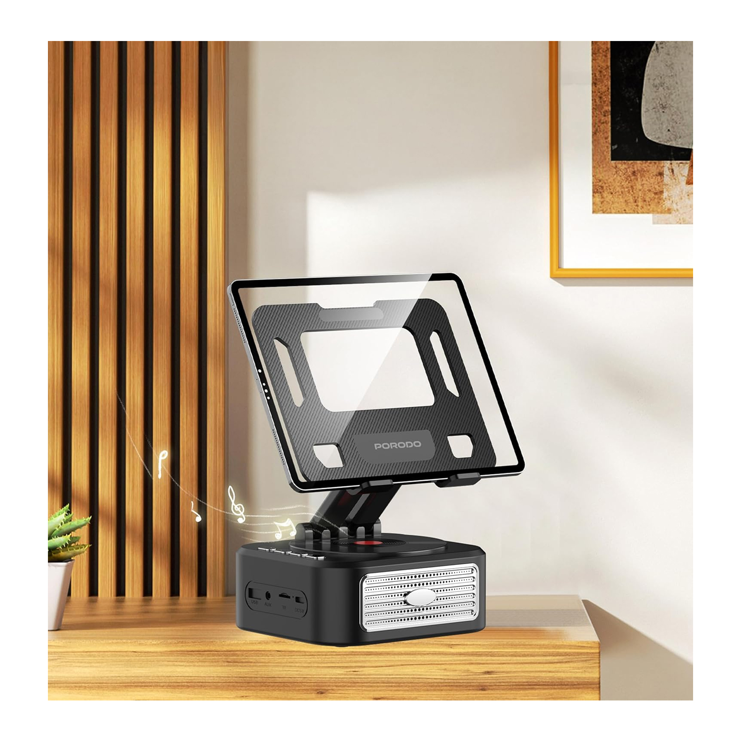 Porodo Lifestyle Multifunctional Tablet Speaker Stand - Black — image 4