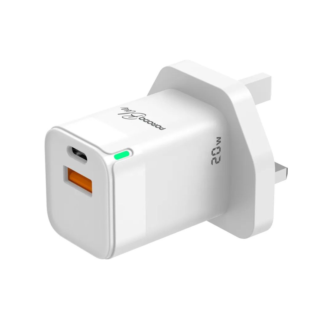 Porodo Blue Ultra-Quick Charger USB-A to USB-C - White — image 1