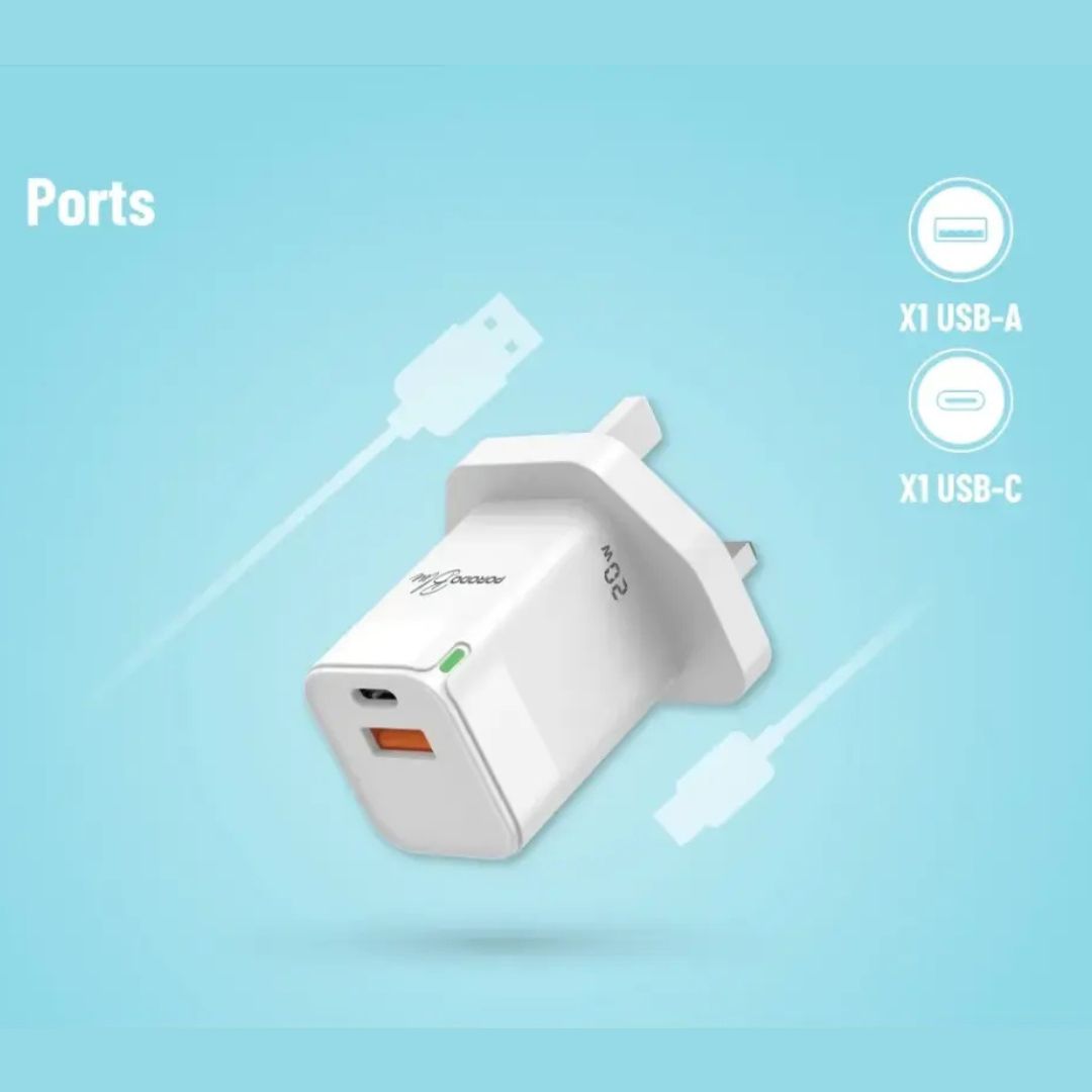 Porodo Blue Ultra-Quick Charger USB-A to USB-C - White — image 2