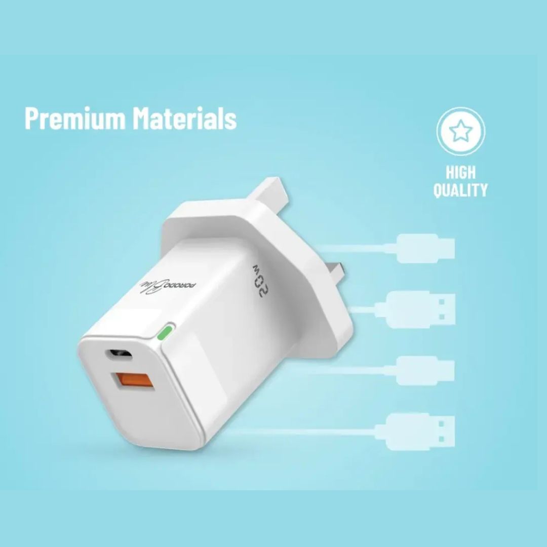 Porodo Blue Ultra-Quick Charger USB-A to USB-C - White — image 3