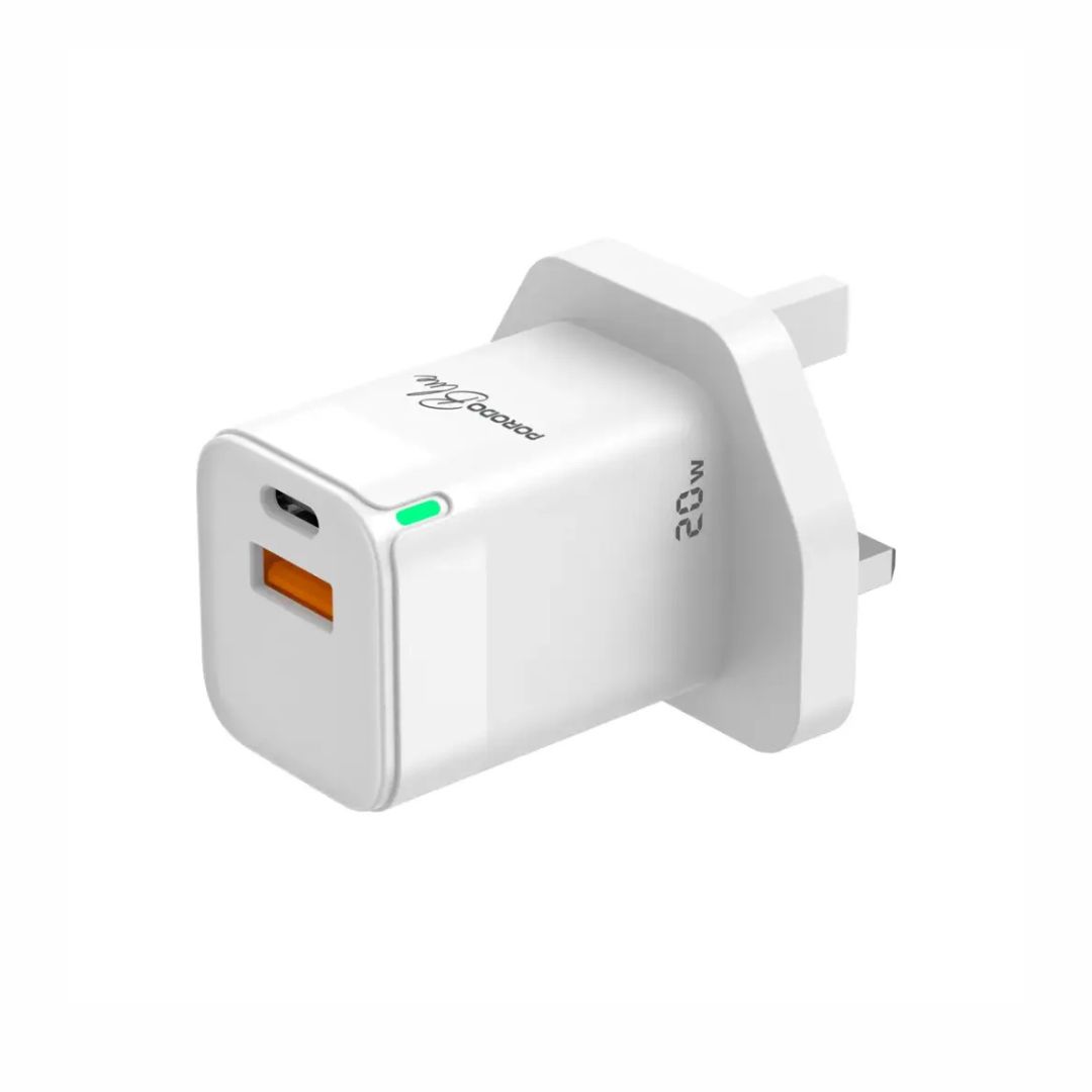 Porodo Blue Ultra-Quick Charger USB-A to USB-C - White — image 4