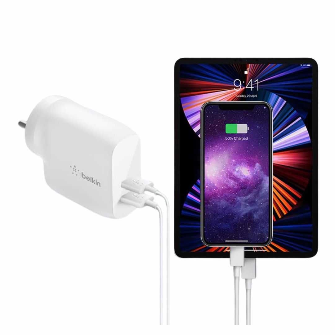 Belkin BoostCharge Dual 20W USB-C PD Wall Charger 40W WCB006myWH — image 3