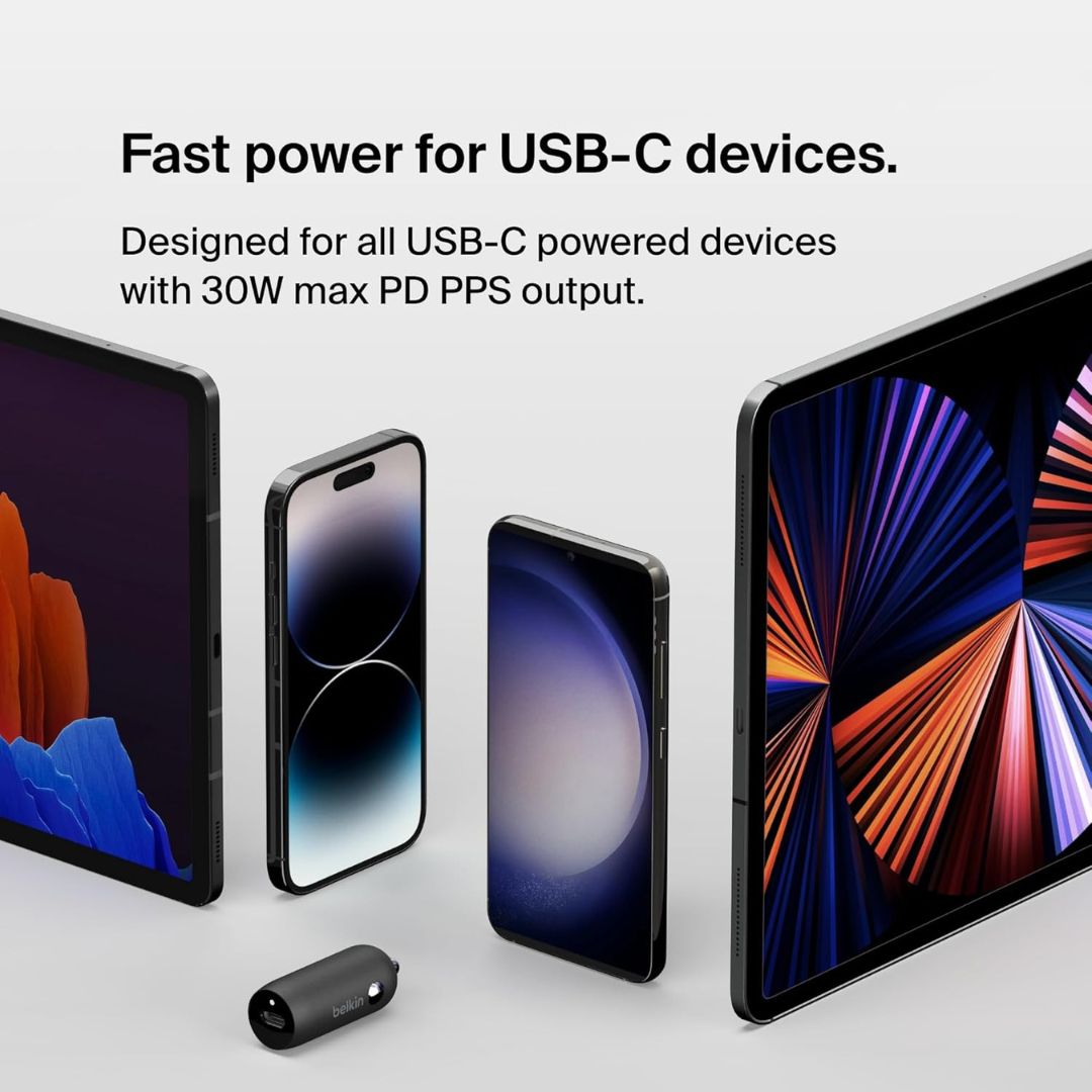 Belkin BoostCharge USB-C PD Car Charger 30W + 1M USB-C to USB-C Cable CCA004bt1MBK-B6 — image 4
