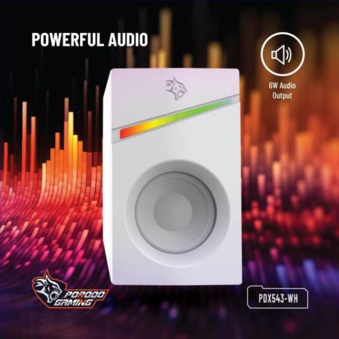 Porodo Stereo Gaming Speakers PDX543 – White — image 3
