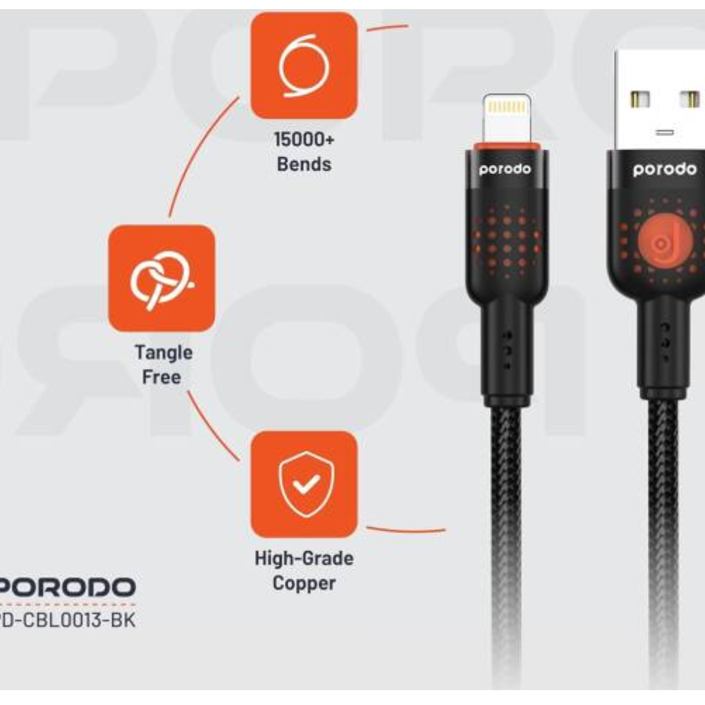 Porodo USB A to Lightning Braided Cable 1.2M — image 4