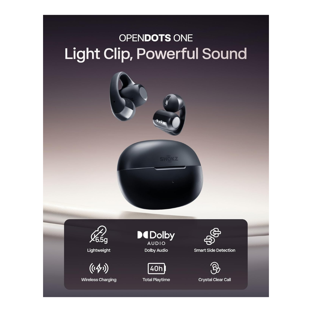 After SHOKZ Open Dots ONE Wireless Open-Ear, Clip-On Earbuds (Black) — image 3
