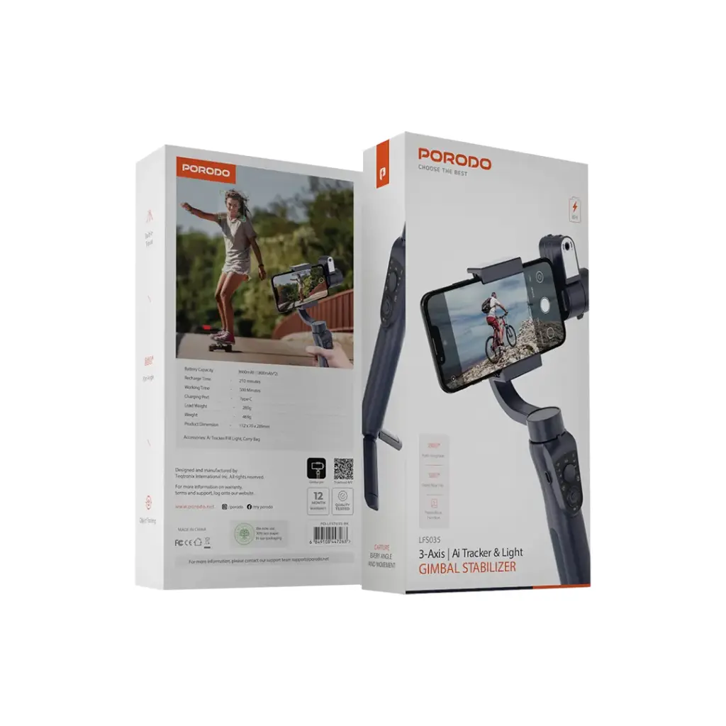 Porodo 3-Axis AI Tracker & Light Gimbal Stabilizer – PD-LFST035-BK — image 5