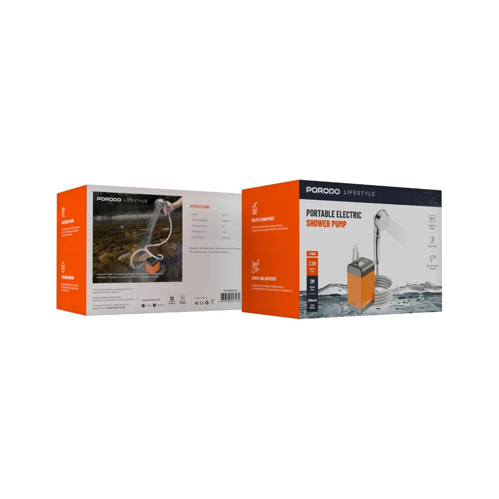 Porodo Lifestyle Portable Electric Shower Pump Orange — image 4