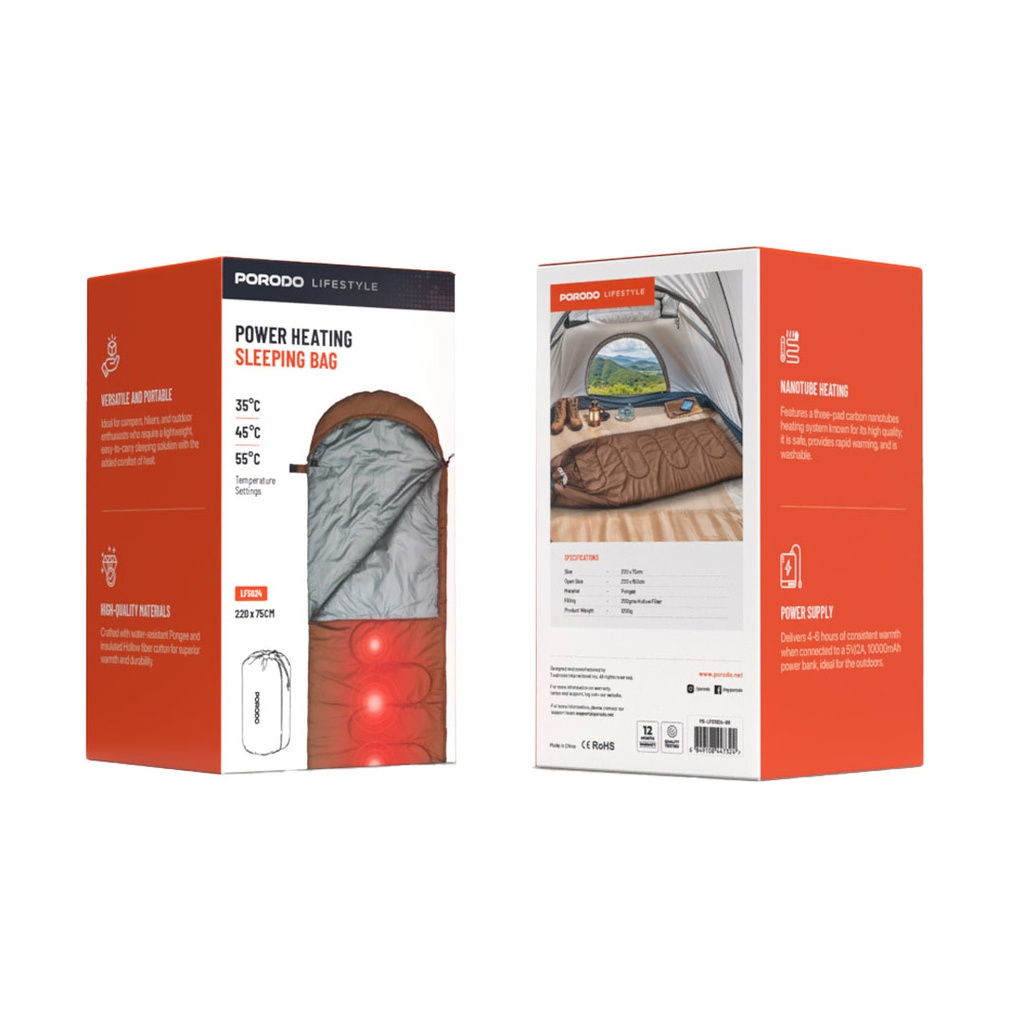 Porodo Lifestyle Power Heating Sleeping Bag Brown — image 2