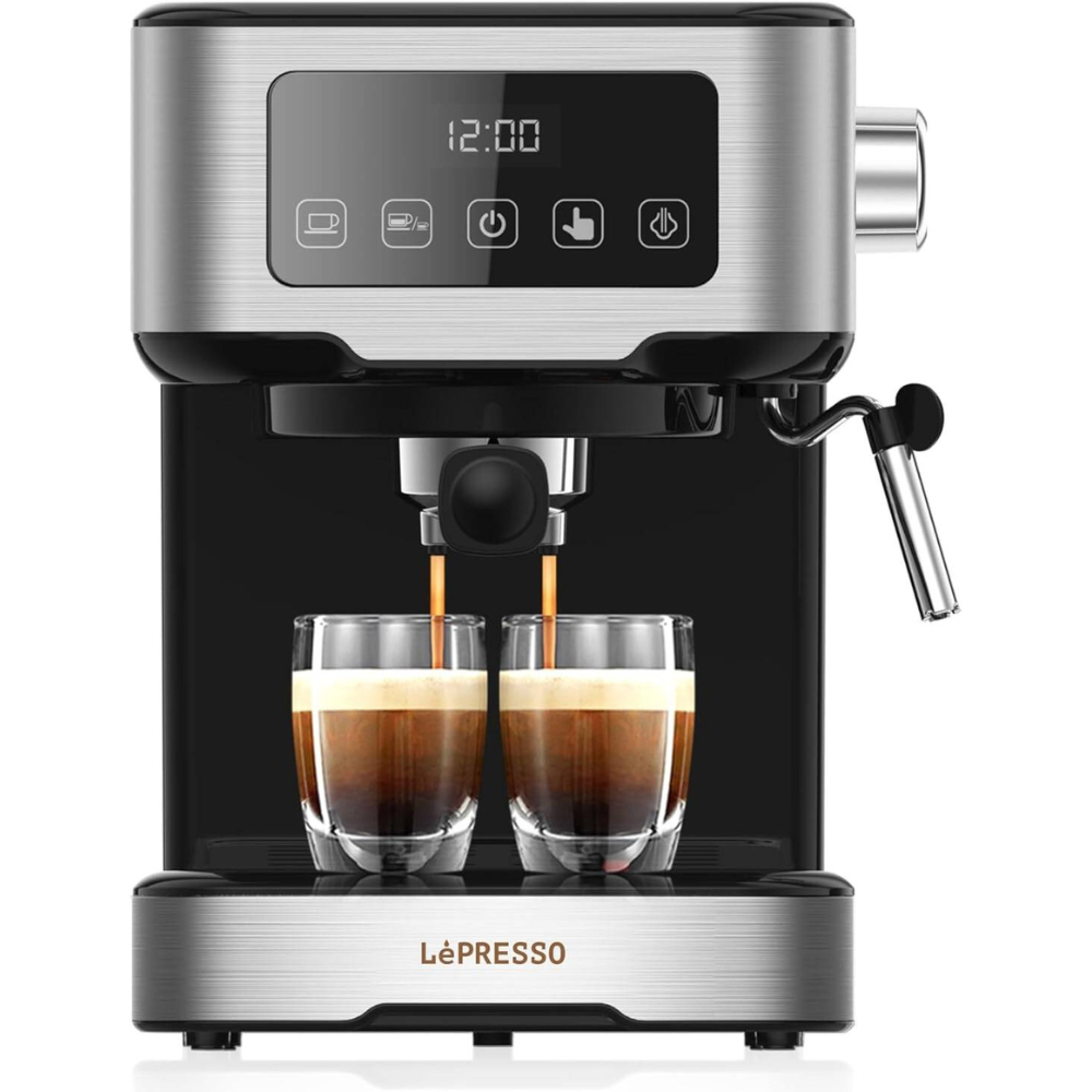 LePresso Digital Coffee Machine with 15 bar Pressure Pump, Milk Steamer, Touch Display LP15DCMBK — image 2