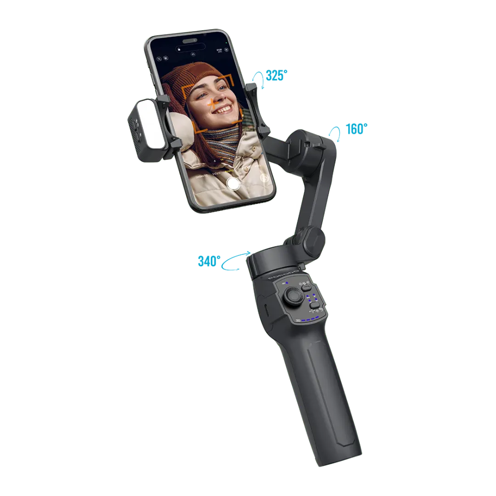Porodo Gimbal Stabilizer Powerful 3-Axis Portable with Magnetic Fill Light — image 1