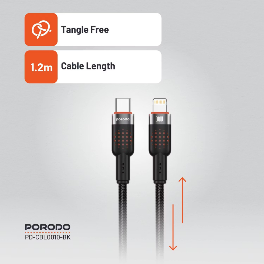 Porodo USB C to Lightning Braided Cable 1.2M 30W — image 4
