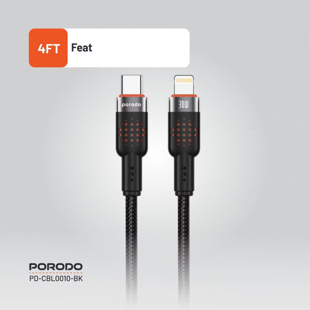 Porodo USB C to Lightning Braided Cable 1.2M 30W — image 3