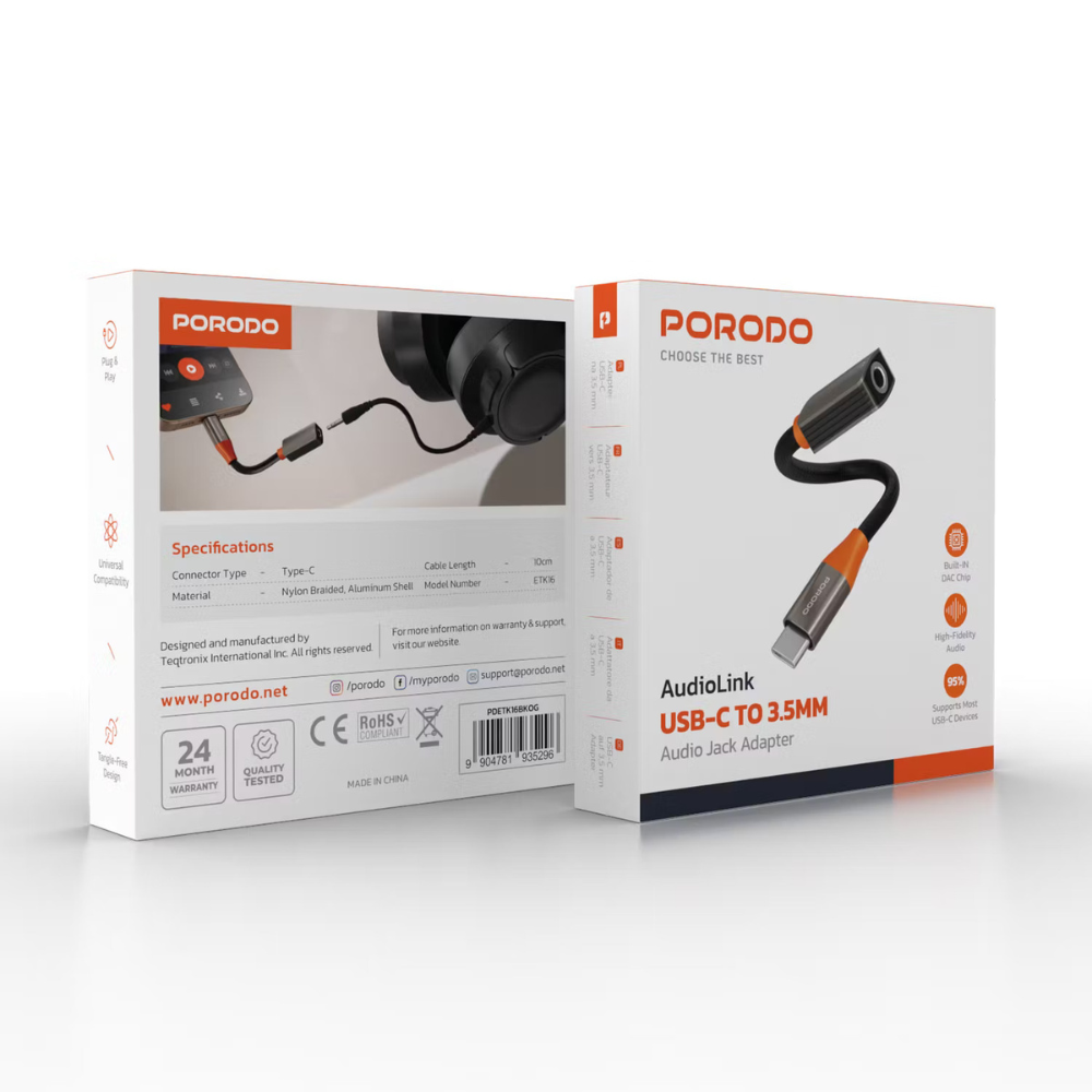 Porodo USB C Audio Adapter – Premium Hi-Fi 3.5mm Converter — image 2