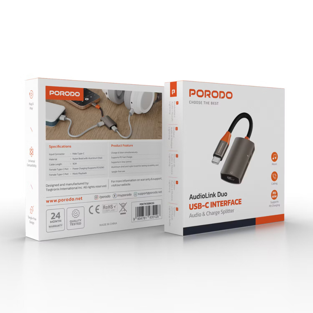 Porodo Audio Link Duo Lightning Audio & Charge Splitter — image 2