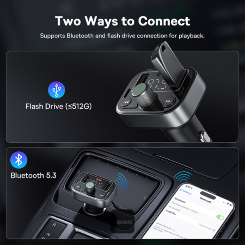 Baseus Bluetooth 5.0 Car FM Transmitter 18W S-09 Lite — image 2