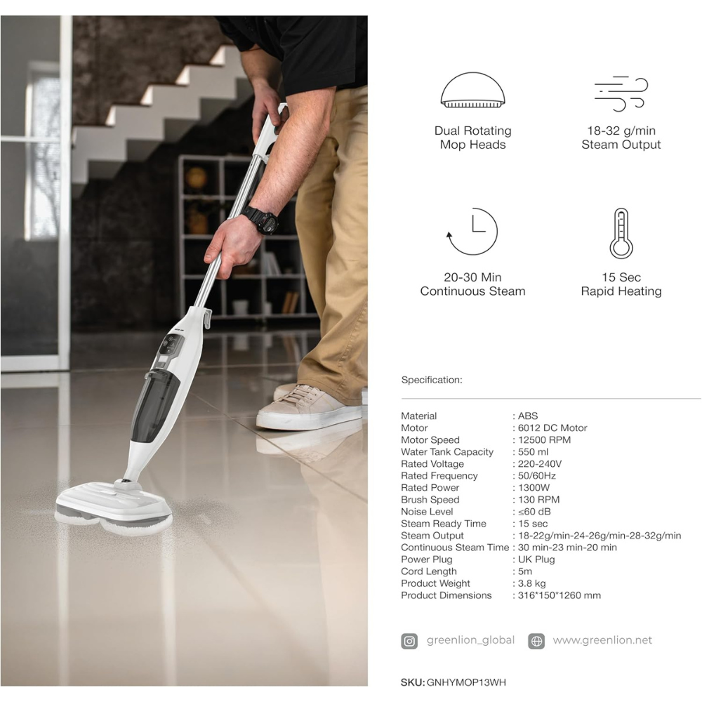 Green Lion Hydro Mop 3X Rotary Mop Cleaner 1300W — image 4