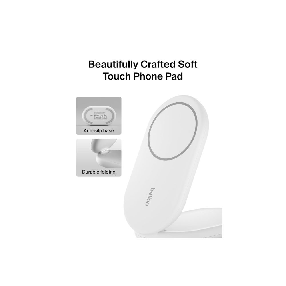 Belkin BoostCharge Wireless Charging Stand with Magnetic Qi2 15W, White — image 2