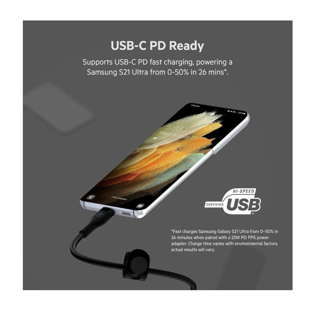 Belkin BoostCharge PRO Flex USB-C Braided Silicone Cable with Lightning Connector, 1M, Black — image 3