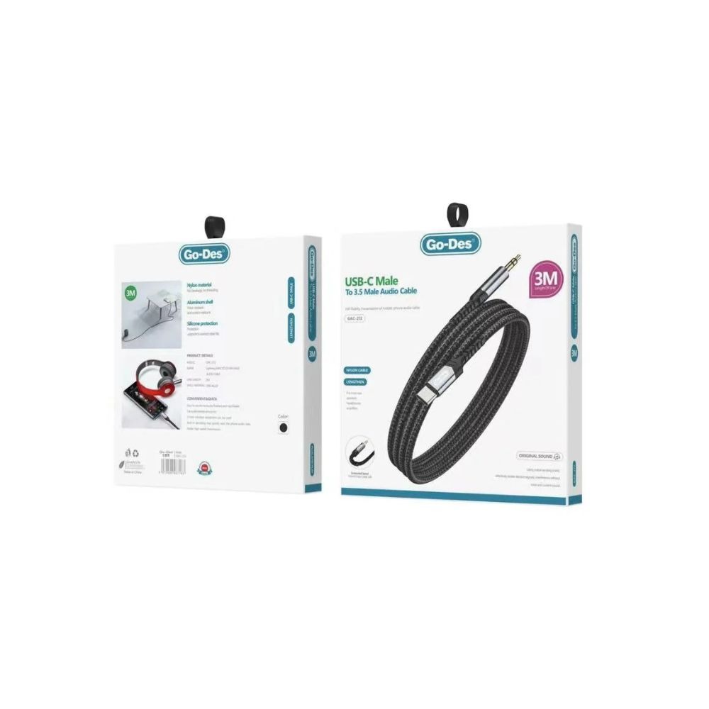 Go Des GAC-272 USB C Male to 3.5 Male Audio Cable 3M — image 3
