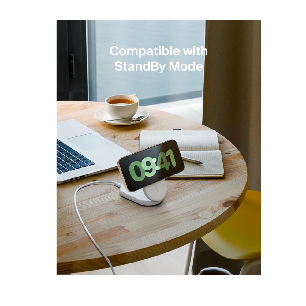 Belkin BoostCharge Wireless Charging Stand with Magnetic Qi2 15W, White — image 4