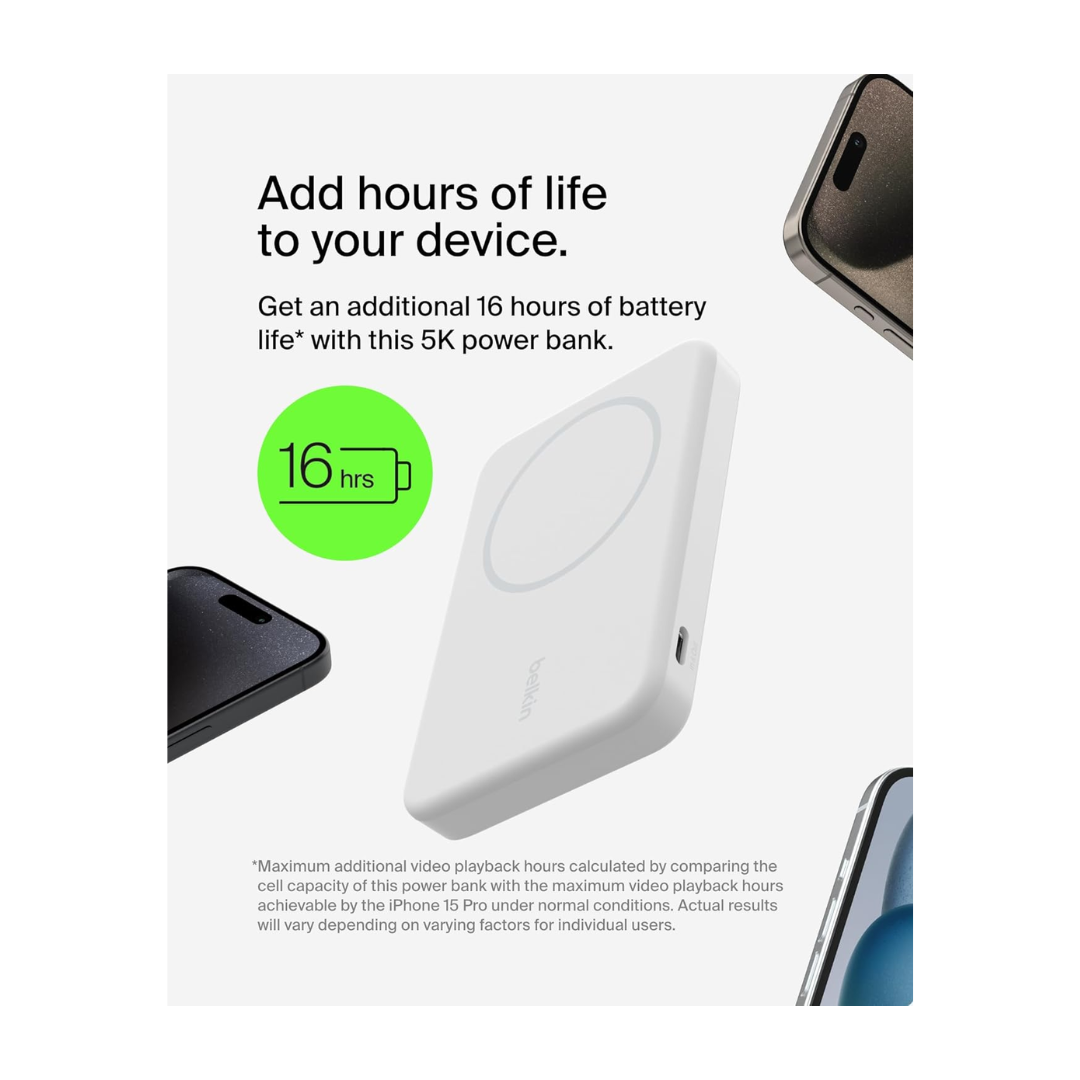 Belkin BoostCharge Magnetic Wireless Power Bank 5K + Stand for iPhone 16/15/14/13/12 — image 3