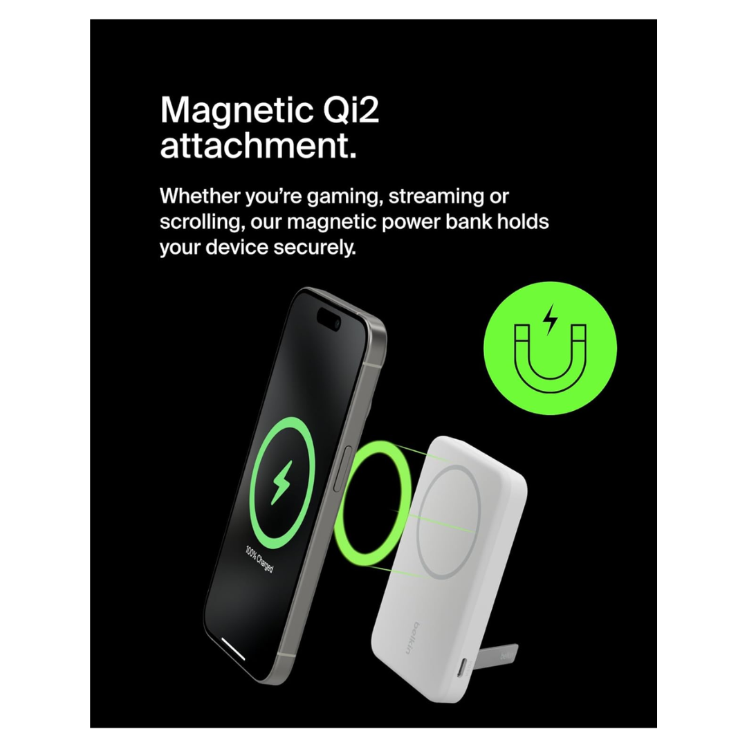 Belkin BoostCharge Magnetic Wireless Power Bank 5K + Stand for iPhone 16/15/14/13/12 — image 2