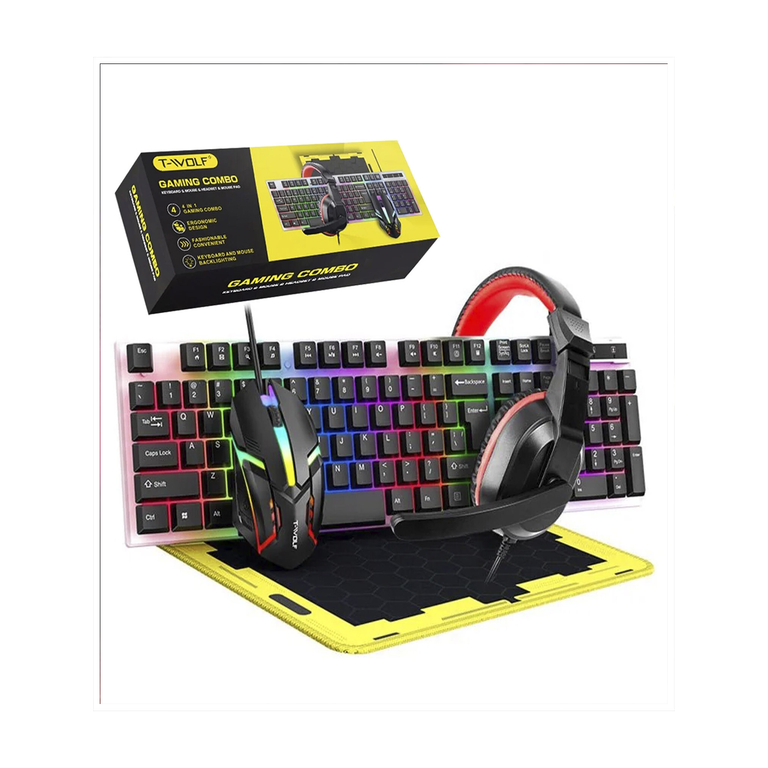 T- Wolf 4 in 1 Gaming Combo Keyboard , Mouse , Headset & Mouse PADTF-240 — image 2