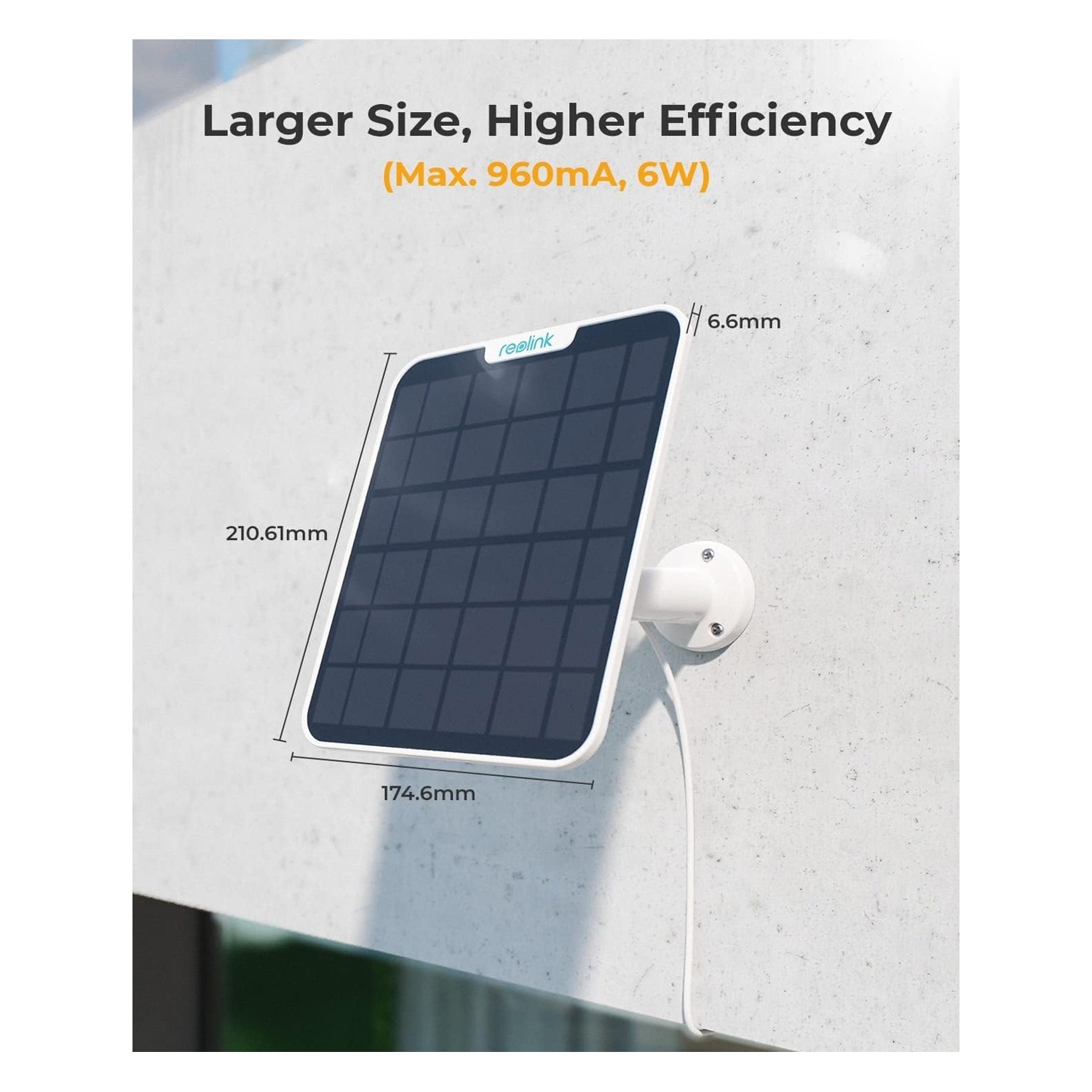 REOLINK 6W Solar Panel White, Non-Stop Solar Power Supply for All Wireless Battery Camera — image 3