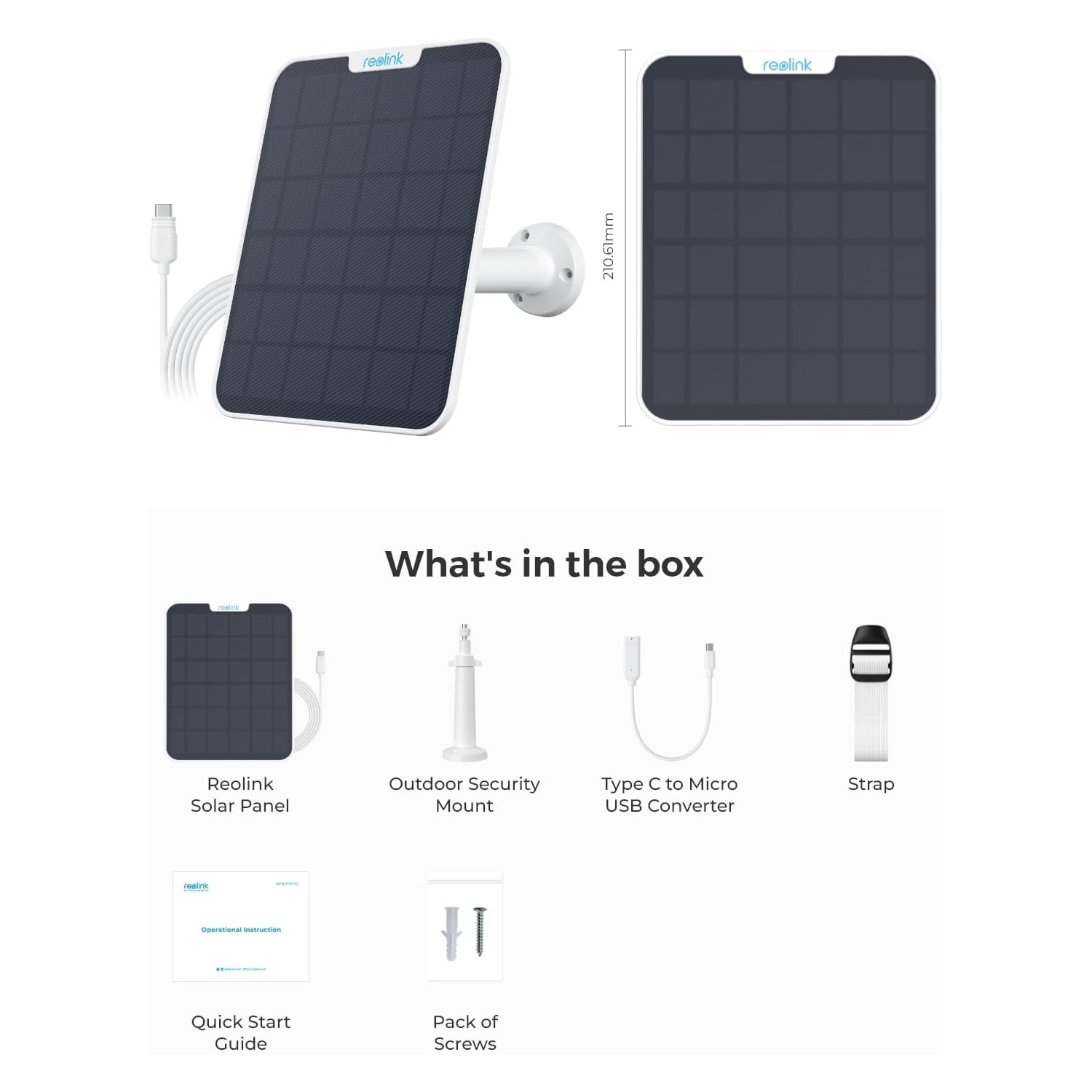 REOLINK 6W Solar Panel White, Non-Stop Solar Power Supply for All Wireless Battery Camera — image 2