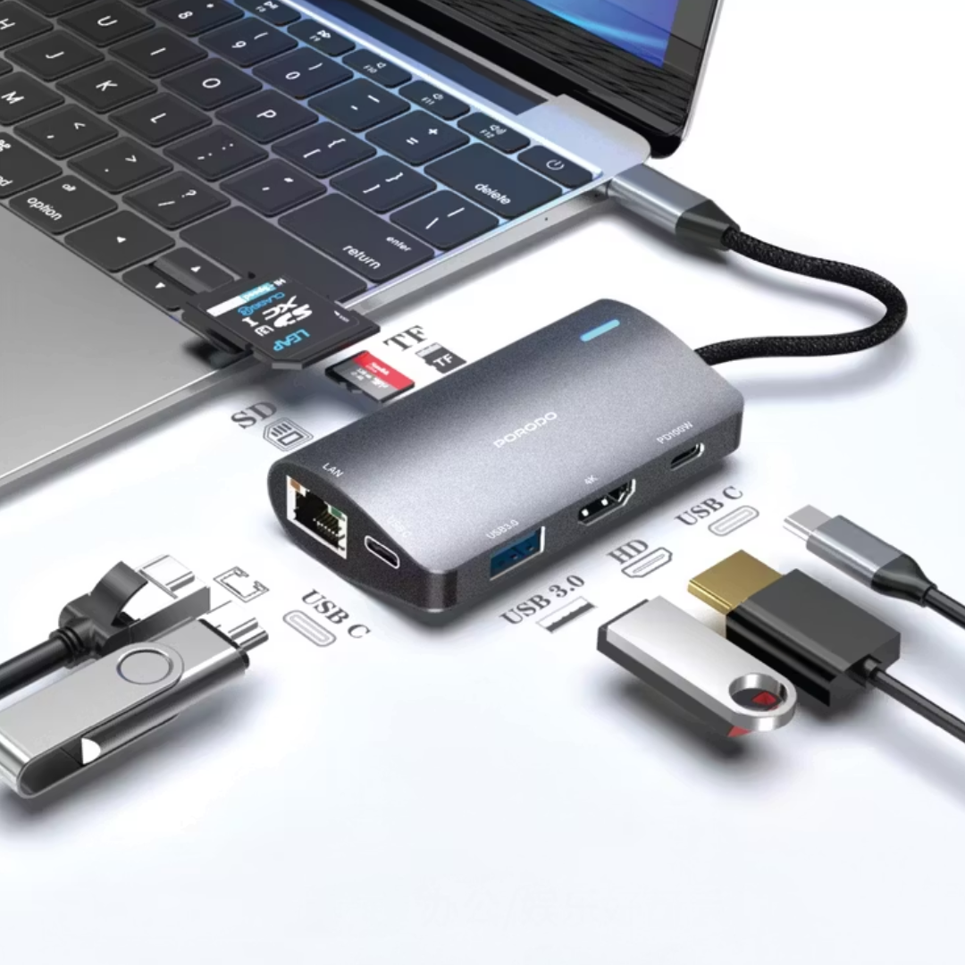 Porodo 7 in 1 Multi Port USB C Hub 100W PD 4K HDMI RJ45 1000 Mbps — image 2