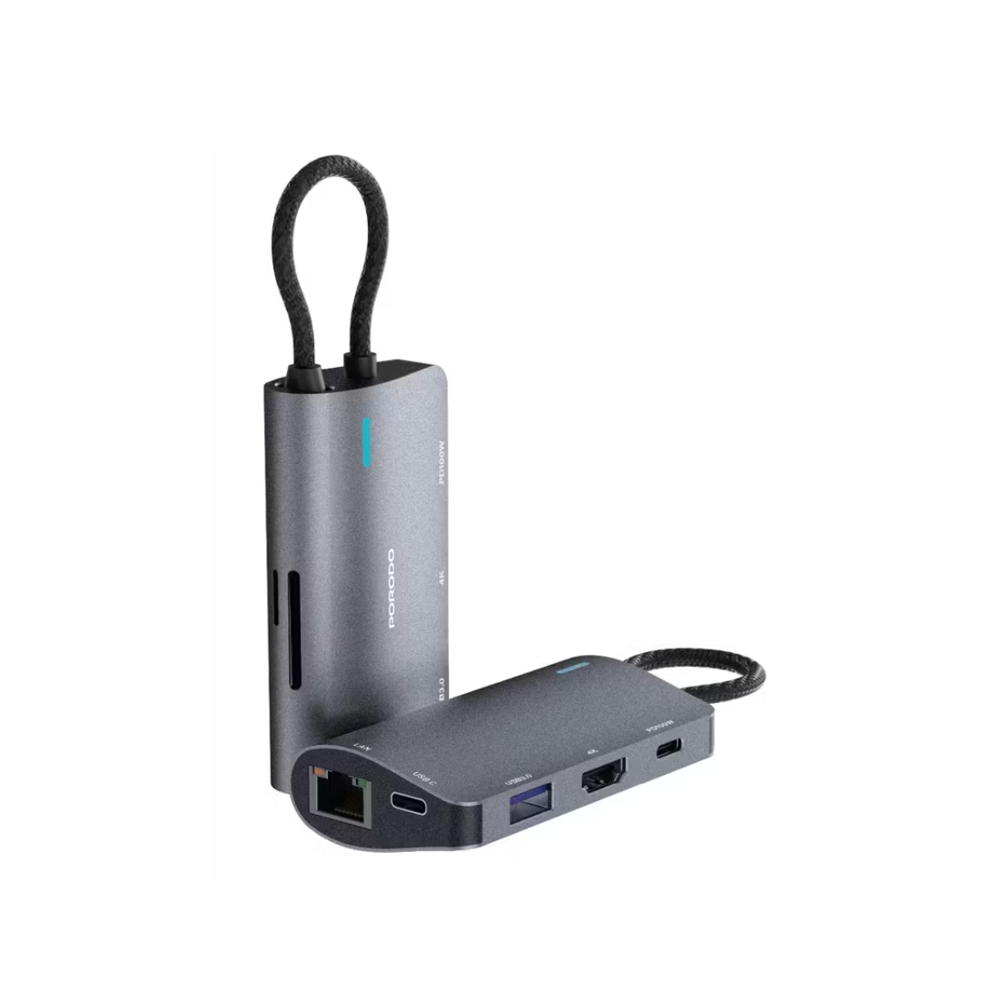 Porodo 7 in 1 Multi Port USB C Hub 100W PD 4K HDMI RJ45 1000 Mbps — image 3