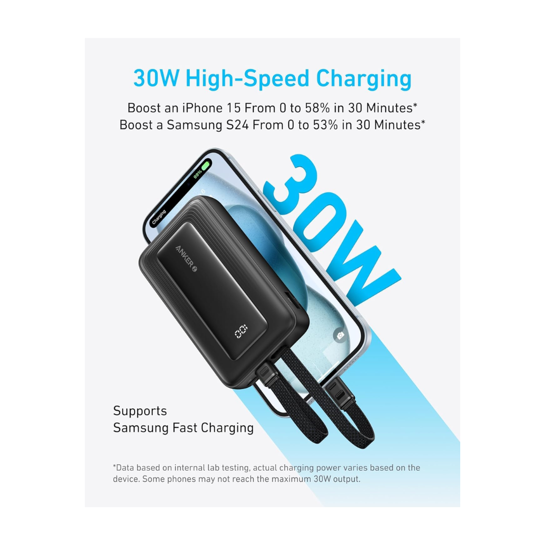 10K Power Bank Anker PowerCore Zolo 30W PD with Lightning Cable A1680H11 — image 2