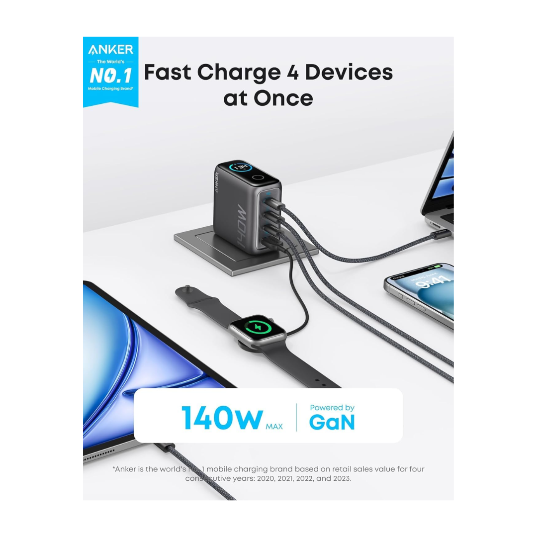 Anker B2697KZ1 140W Charger 3-PORT Type C Wall Charger With USB-C To Type C Cable Black — image 2
