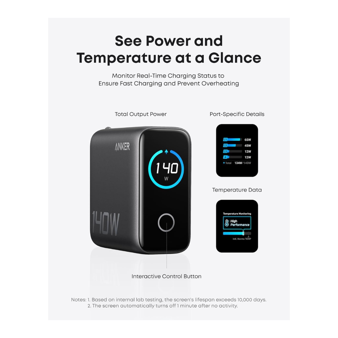 Anker B2697KZ1 140W Charger 3-PORT Type C Wall Charger With USB-C To Type C Cable Black — image 3