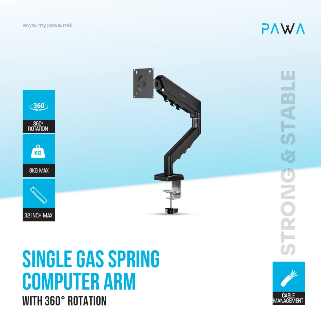 Pawa Single Gas Spring Computer Arm 360 Rotation — image 3