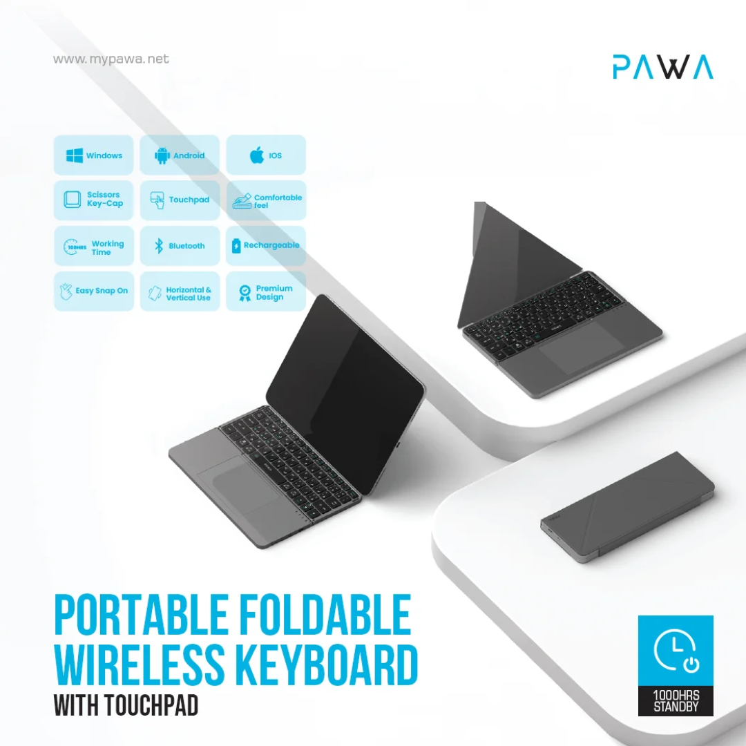 Pawa Portable Foldable Wireless Keyboard with Touchpad — image 3