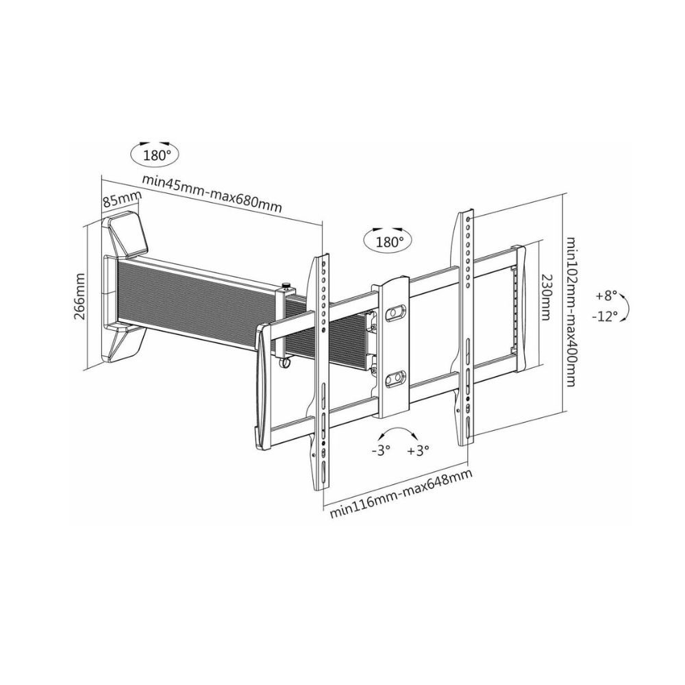 SKILL TECH SH 460P Aluminium Slim Sliding Full-Motion TV Wall Mount — image 4