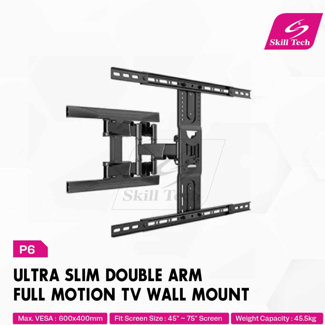 SKILL TECH P6 Ultra Slim Double Arm Full Motion TV Wall Mount — image 2