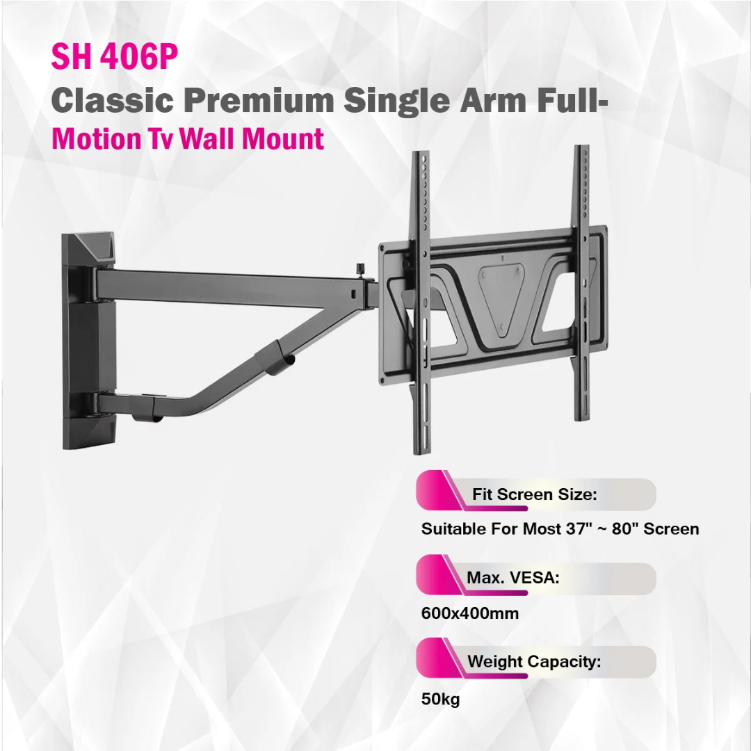 SKILL TECH SH 406P Classic Premium Single Arm Full-Motion TV Wall Mount — image 3