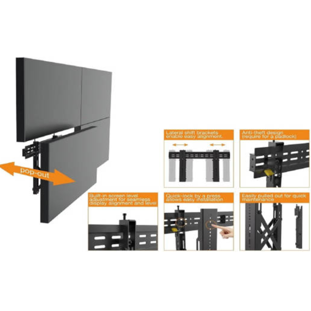 Skill Tech SVW02-46T Pop-out Video Wall Mount, 35" - 75" Screen Sizes, 45kg — image 2