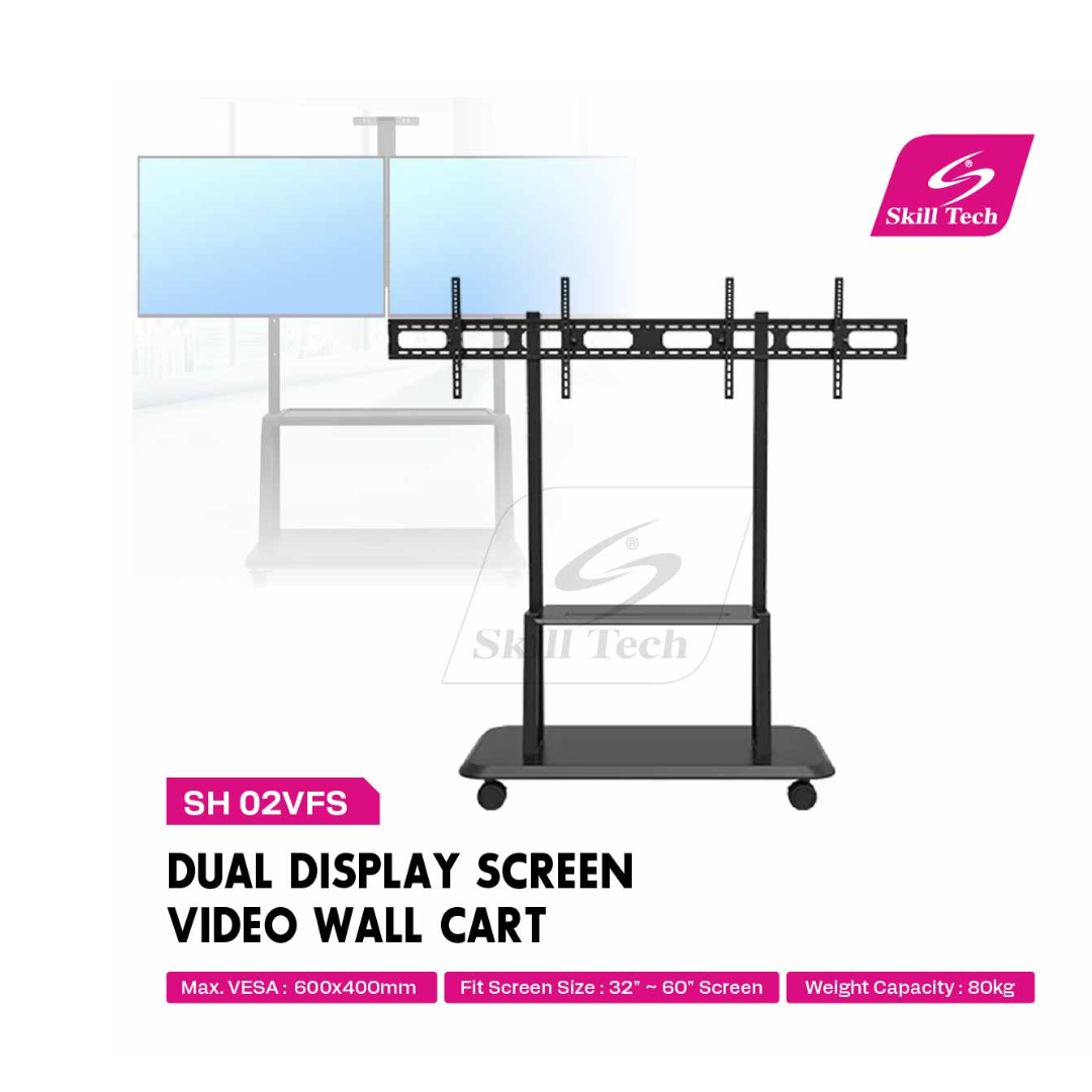 SKILL TECH SH 02VFS Dual Display Screen Video Wall Cart — image 3