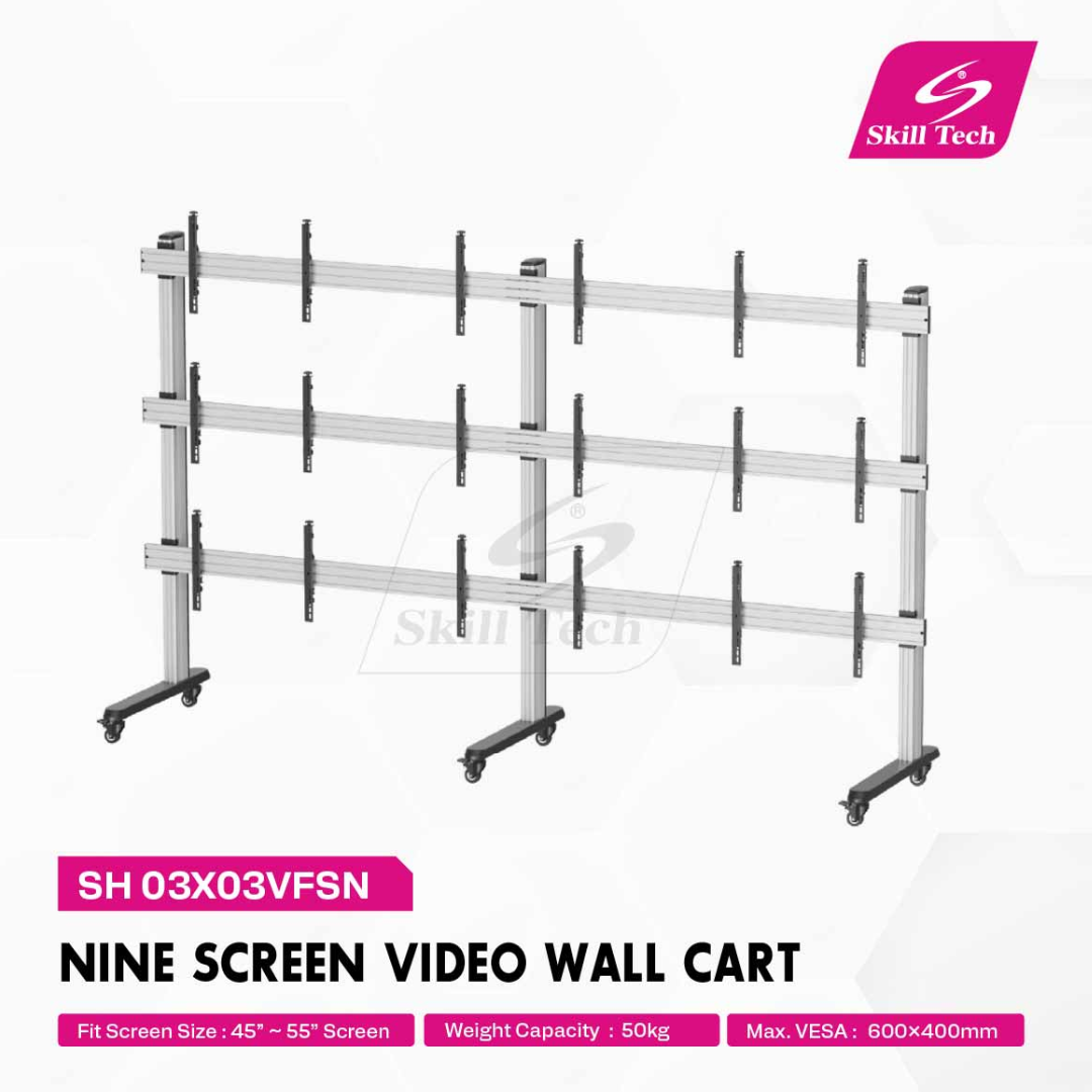 SKILL TECH SH 03X03VFS Nine Screen Video Wall Cart — image 2