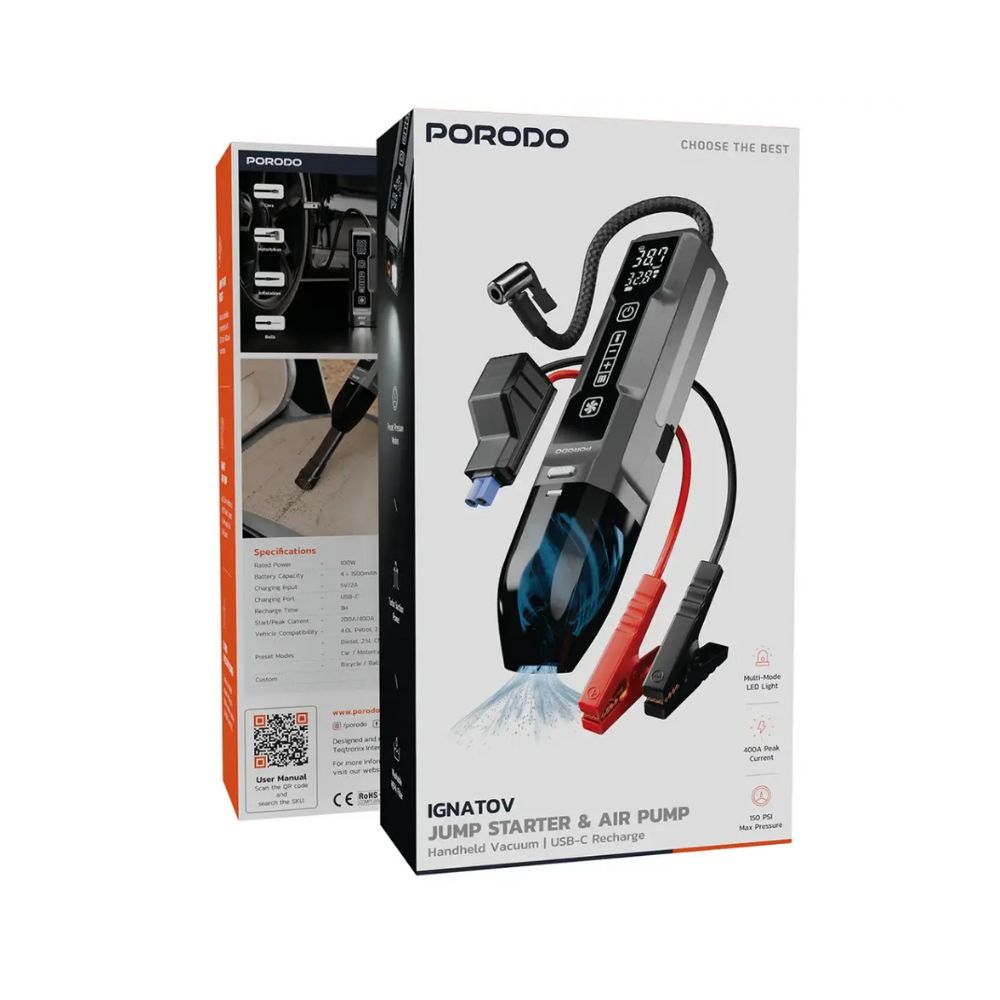 Porodo Ignatov Jump Starter & Air Pump with Handheld Vacuum — image 4