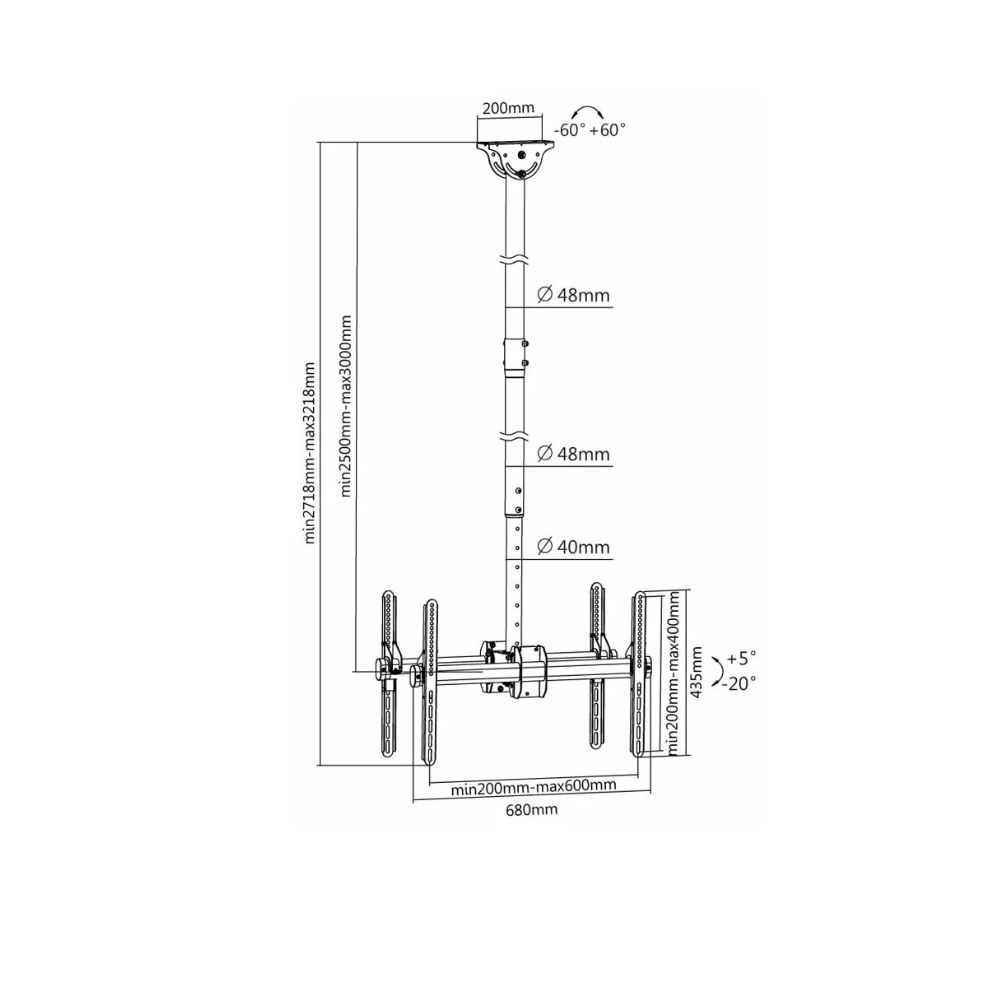 SKILL TECH SH 034D Back-To-Back Flat Panel TV Ceiling Mount — image 4