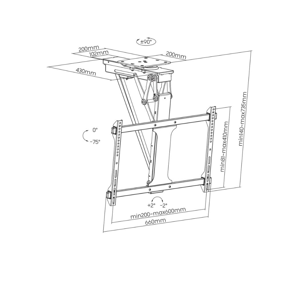 SKILL TECH SH M5406RS Large Smart Swivelling Flip Down TV Ceiling Mount For Cement Or Other Solid Surfaces — image 5