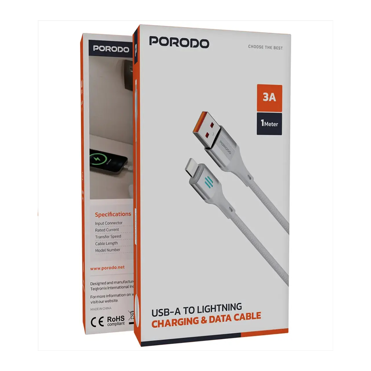 Porodo USB A to Lightning Charging & Data Cable 1M — image 2